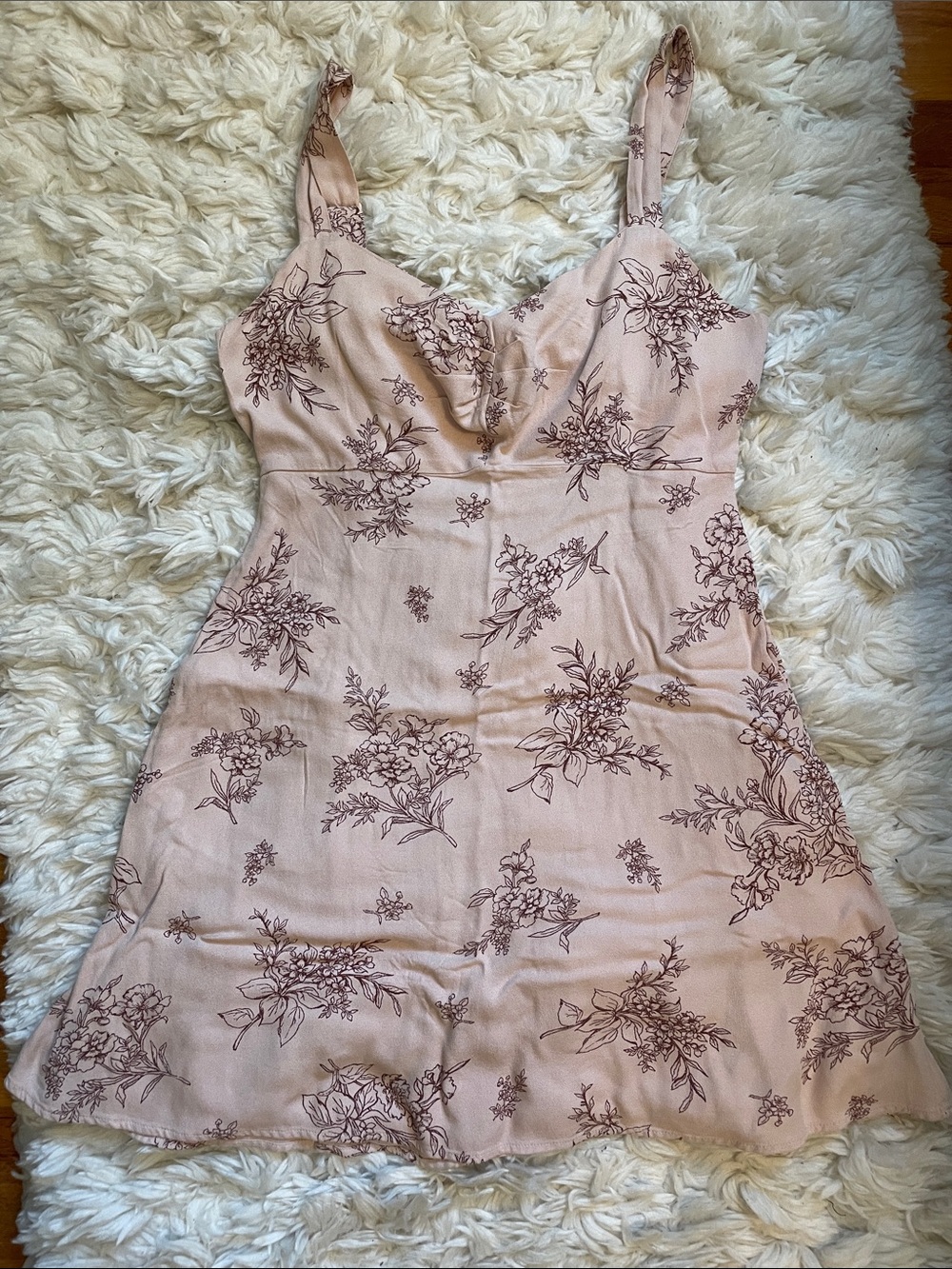 Old Navy Pink and Brown Floral Smocked Dress